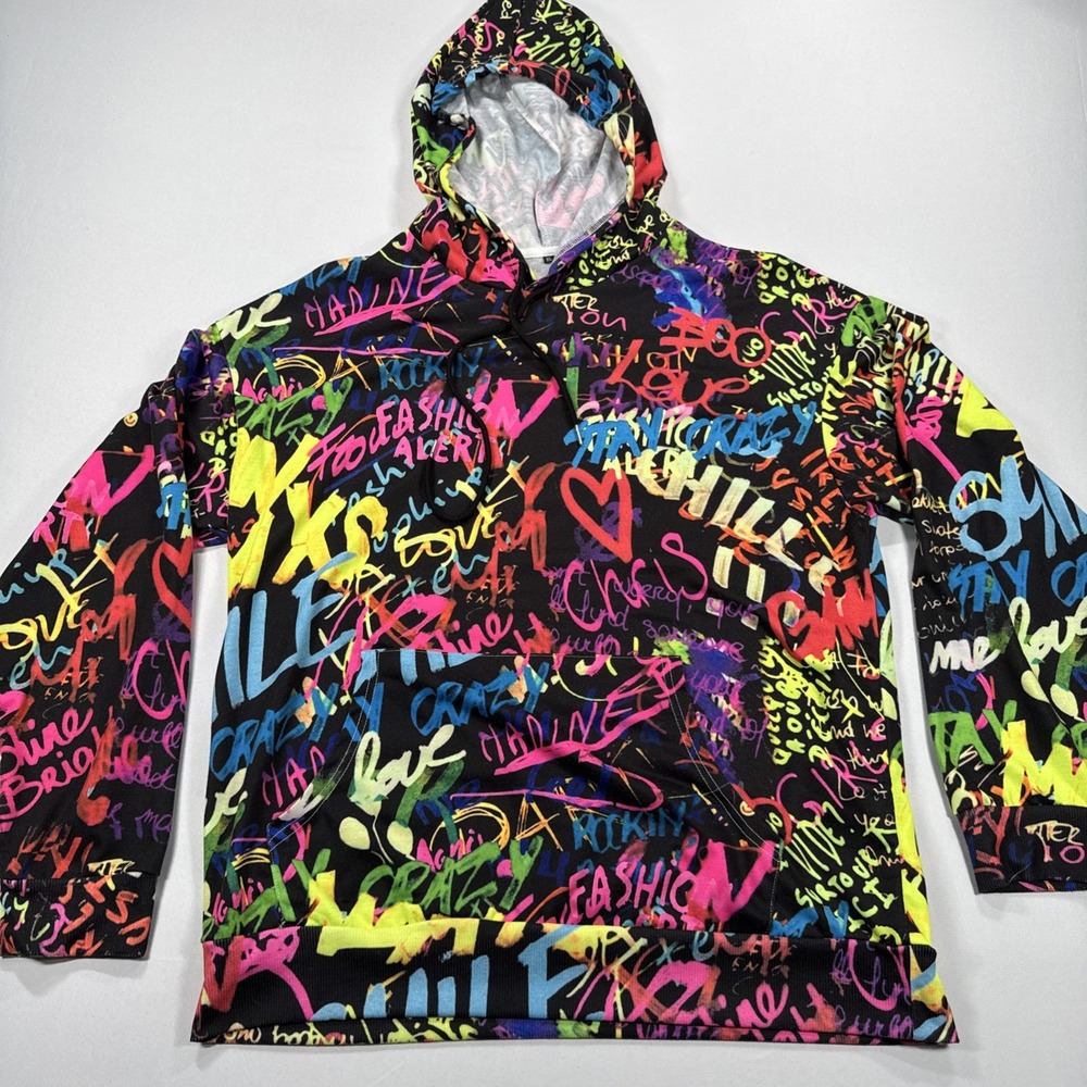 SHEIN Women's Light Weight Hoodie Loud Graphic Neon Print XL